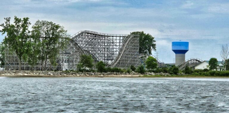 A rollercoaster on the beach.