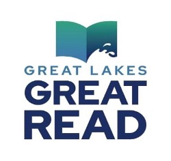 Great Lakes, Great Read logo showing a book with a wave