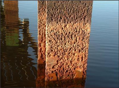 Steel piling showing lots of pitting and rust