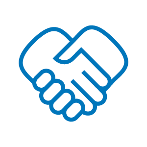 Blue handshake icon